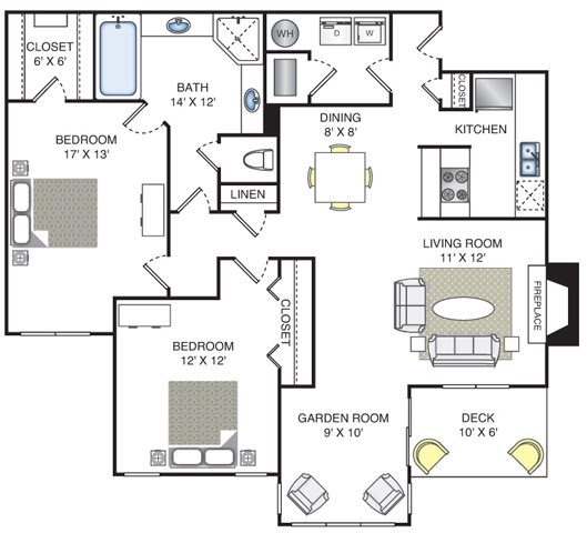 2 bed 1 bath Floor Plan Sienna - The Pointe at Canyon Ridge 2 bed 1 bath Floor Plan Sienna - The Pointe at Canyon Ridge
